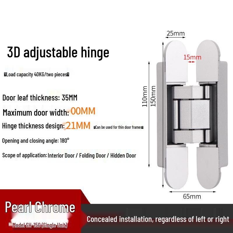 Three-Dimensional Adjustable Concealed Zinc Alloy Hinge for Outward Opening Wooden Doors