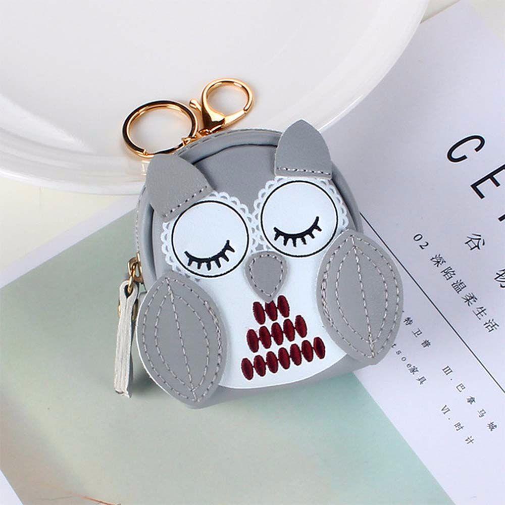 Key Holder Lady Wallet Short Purses Cartoon Car Key Chain Key Bag Owl Coin Purse School Bag Pendant