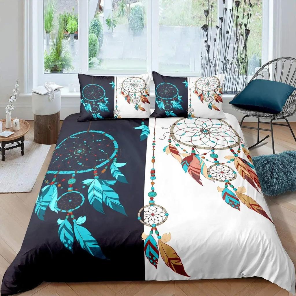 2/3pcs Quilt Cover Dream Catcher Duvet Cover Set Kids Bohemian Mandala Bedding Set King Size Tie Dye Purple Boho Floral Gypsy