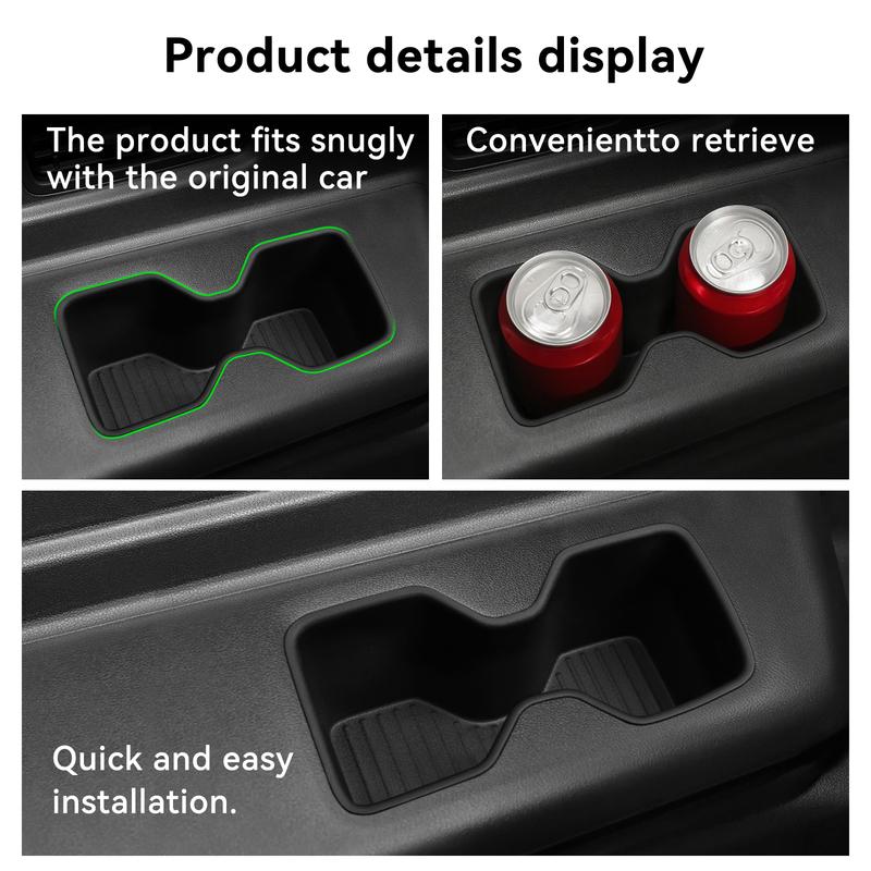 For Hyundai Santa Fe 6/7 Seats 2024-2026 (3 Row Only) Door Side Cup Holder Insert Cup Box Shock-Absorbing Storage TPE Tidying