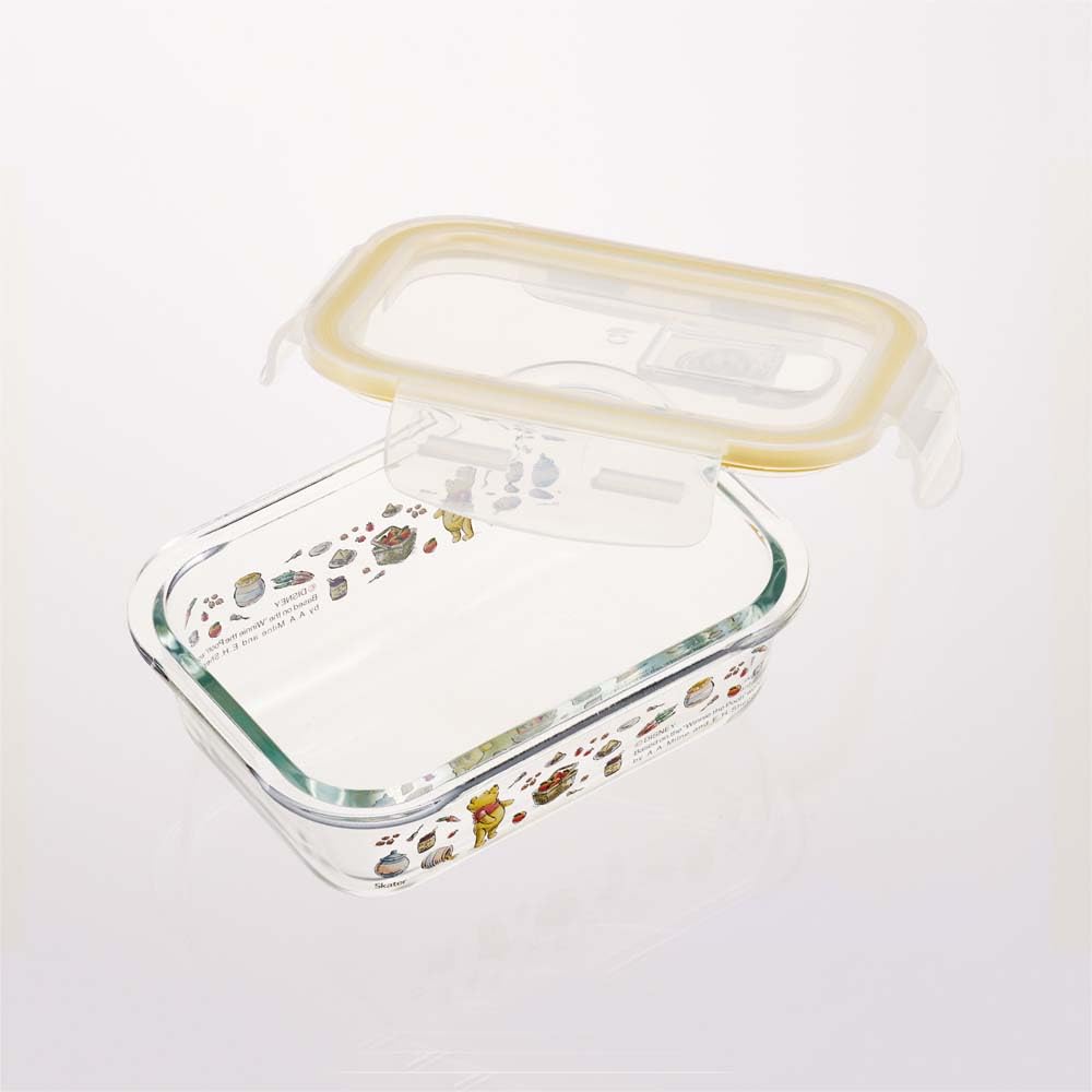 Skater Glass Storage Disney Winnie the Pooh Picnic and Dishwasher Heat-Resistant Container, Design, 370ml, Small, Oven, Microwave, Safe, GBST4-A