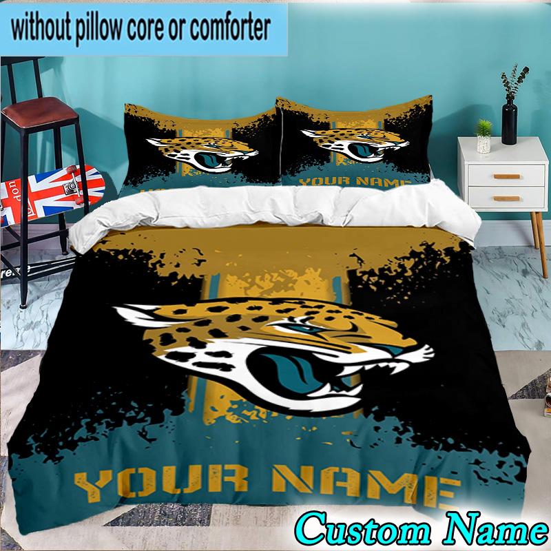 Custom Name 3PCS Jaguar Team Spirit Bedding Set,Including Duvet Cover And 2pcs Pillowcases Perfect for Bedroom,Dormitory,Fan Christmas gift
