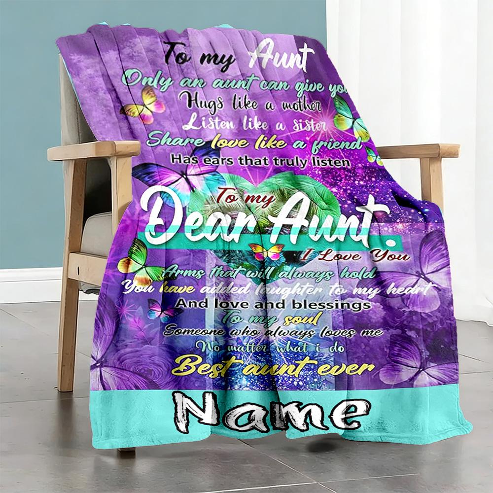 Auntie Personalized Name Blanket Cozy Personalized Blanket Warmthful Decor for Livingroom Bedding Living Room Office Ideal for All Seasons