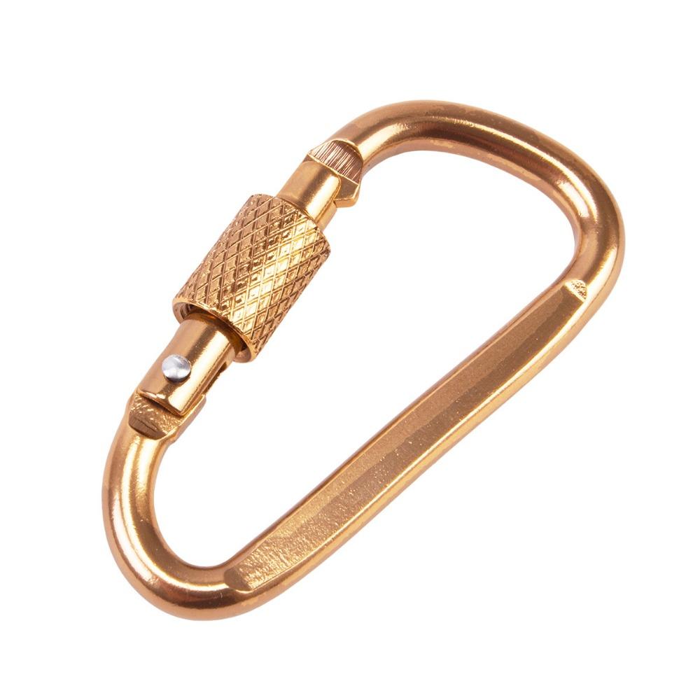 Aluminum Alloy Safety Buckle Keychain With Lock D-shape Carabiner Camping Hiking Hook
