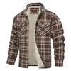 Men's Plaid Shirt Jacket Button Up Casual Cotton Jacket Thicken Warm Spring Work Coat Outerwear Plus Size