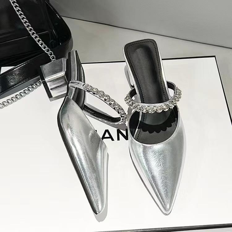 Summer Shoes Pointed High Heeled Sandals for Women's Back Air Half Toe Single Shoes Women Shoes Elegant Sandals Women Pumps