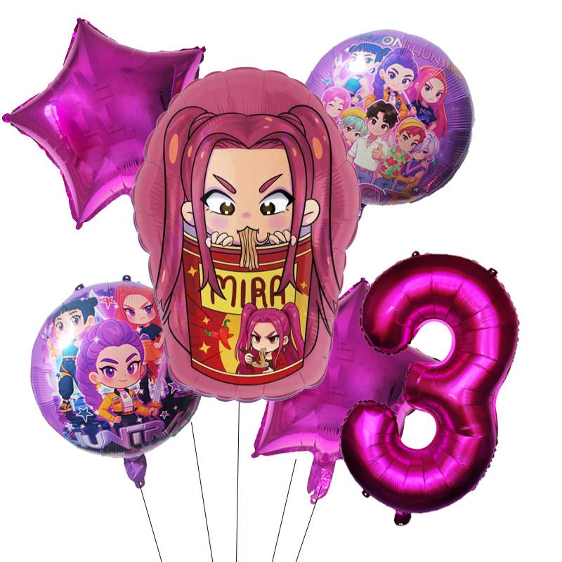 Kpop Demon Hunters Children's Birthday Party Decoration Ball Number Digit 1-9 Balloon Set Baby Shower Party Supplies Gift Toy