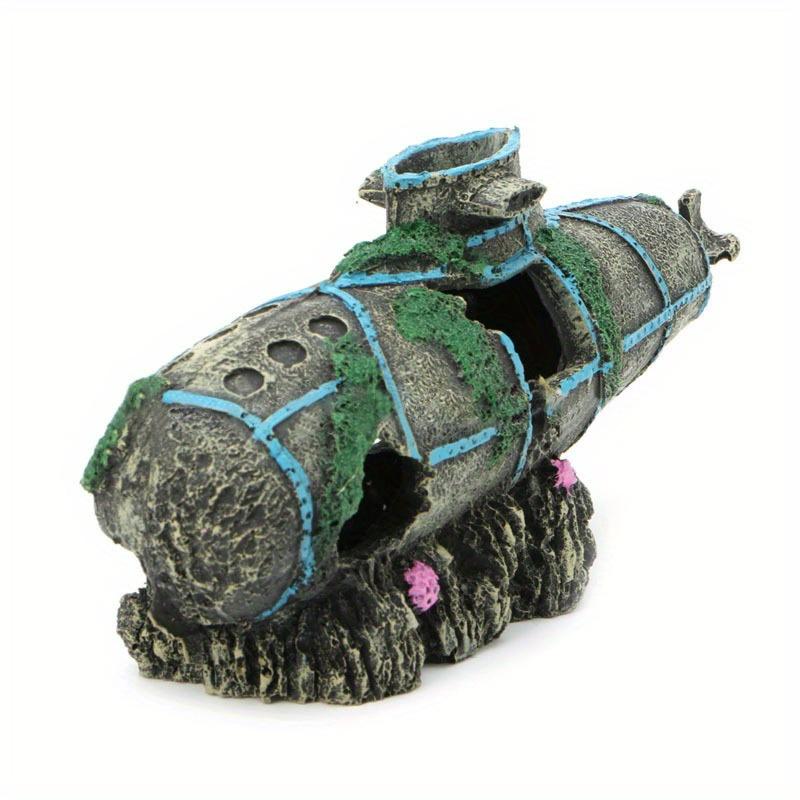 1PC Resin Artificial Fish Tank Decoration Submarine Ship Sunk Ship Boat Ornament Aquarium Landscape Cave