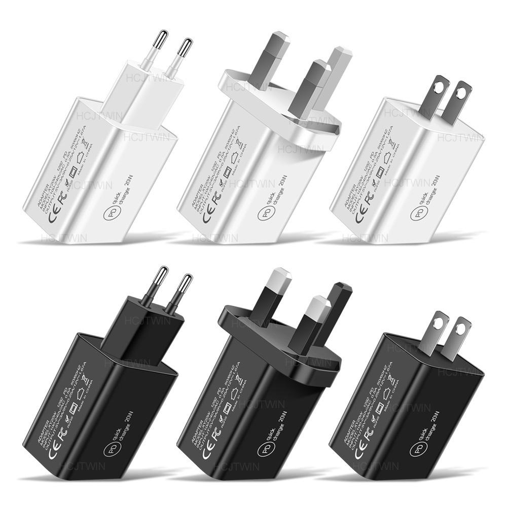 20W PD Fast Charger for Mobile Phones - Travel Adapter with EU/US/UK Plugs