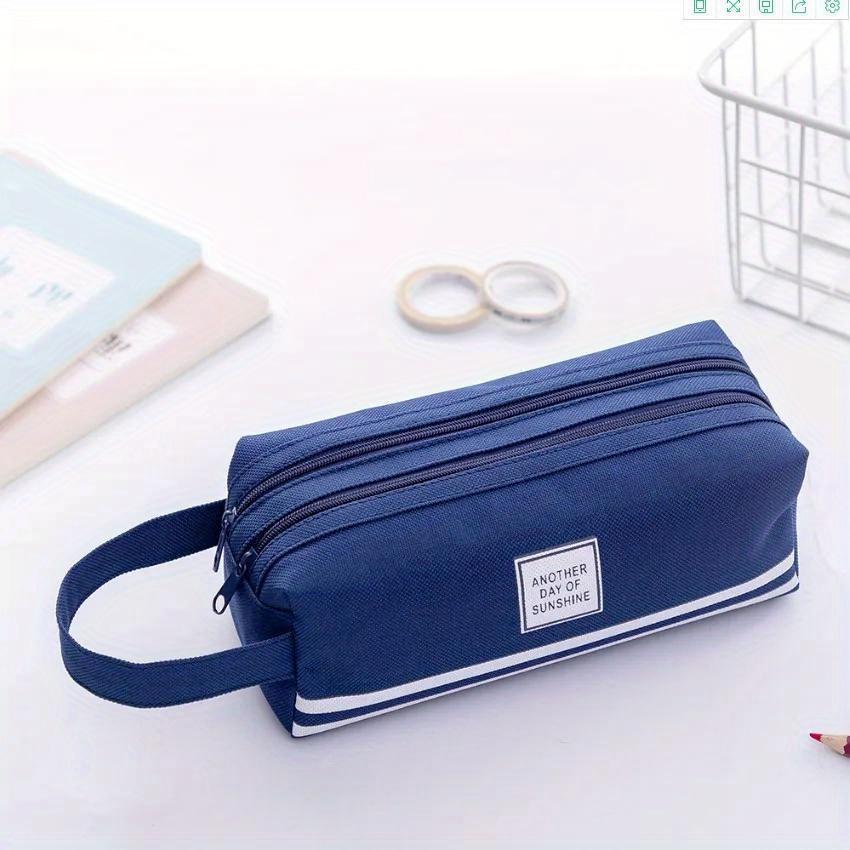 Astuccio Portatile a Doppio Strato in Tessuto Oxford con Doppia Cerniera per Studenti Ritorno a Scuola Custodia Fornitura Cancelleria