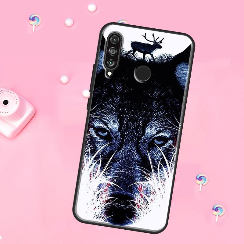 wolf art black For Huawei Nova 12i 7i 8i 11i 12s Y73 Y70 Y90 Y60 Y72 Y61 Y91 9 10 SE P30 Pro P40 Lite Case
