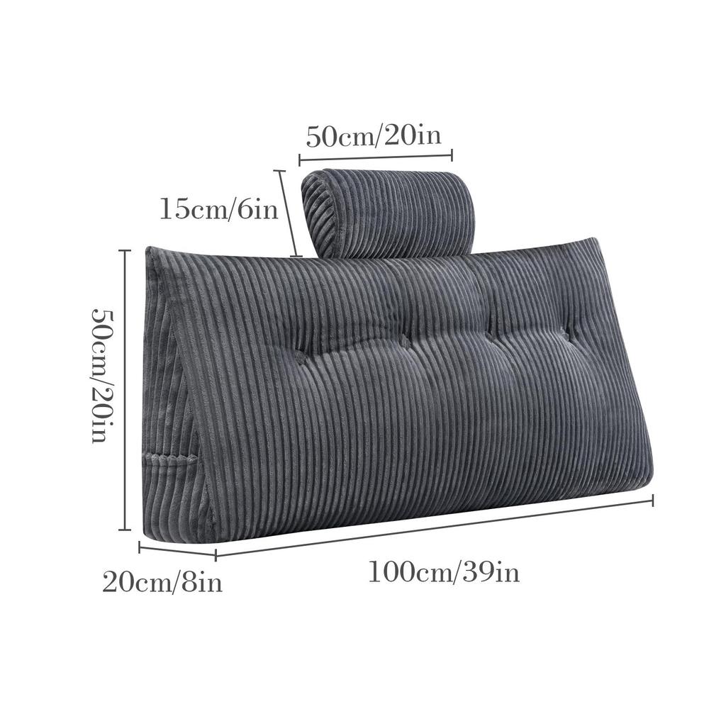 Wedge Headboard Pillow Triangle Cushion Waist Support with Neck Pillow