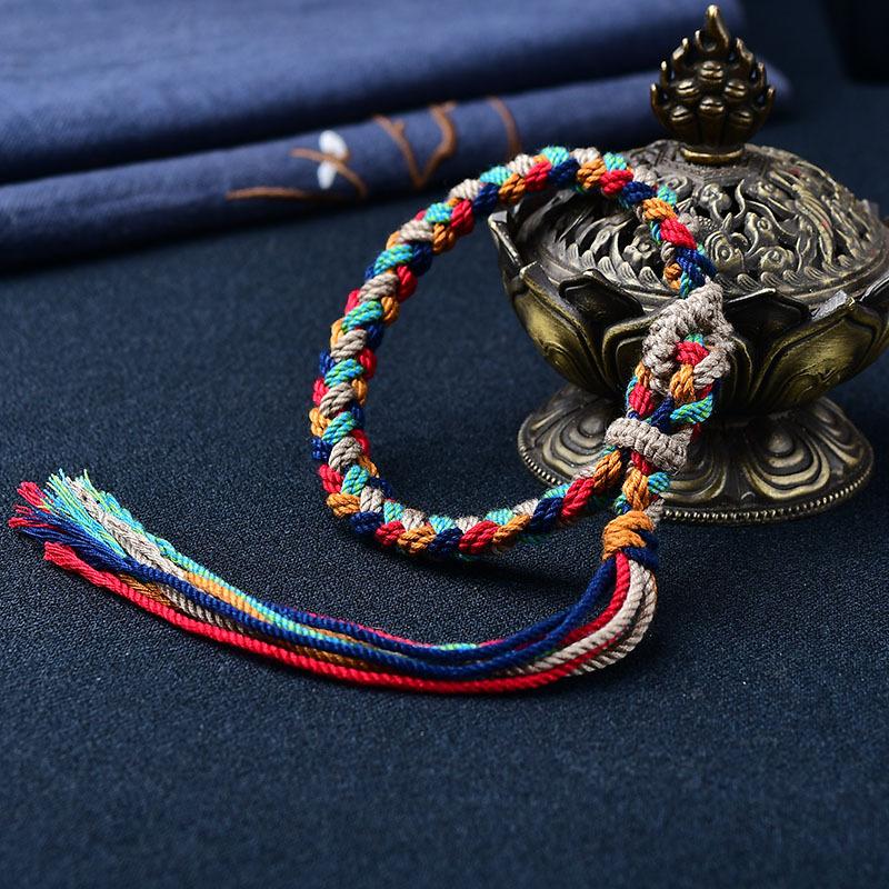 Tibetan Hand Rope Handwoven Transfer Hand Rope Bracelet Thangka God of Wealth Green Tara Zakiram Bracelet Jewelry