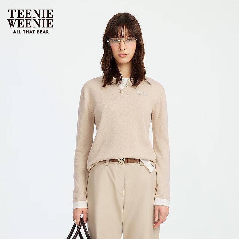 Teenie Weenie Women's Faux Two-Piece Contrast Knit Sweater