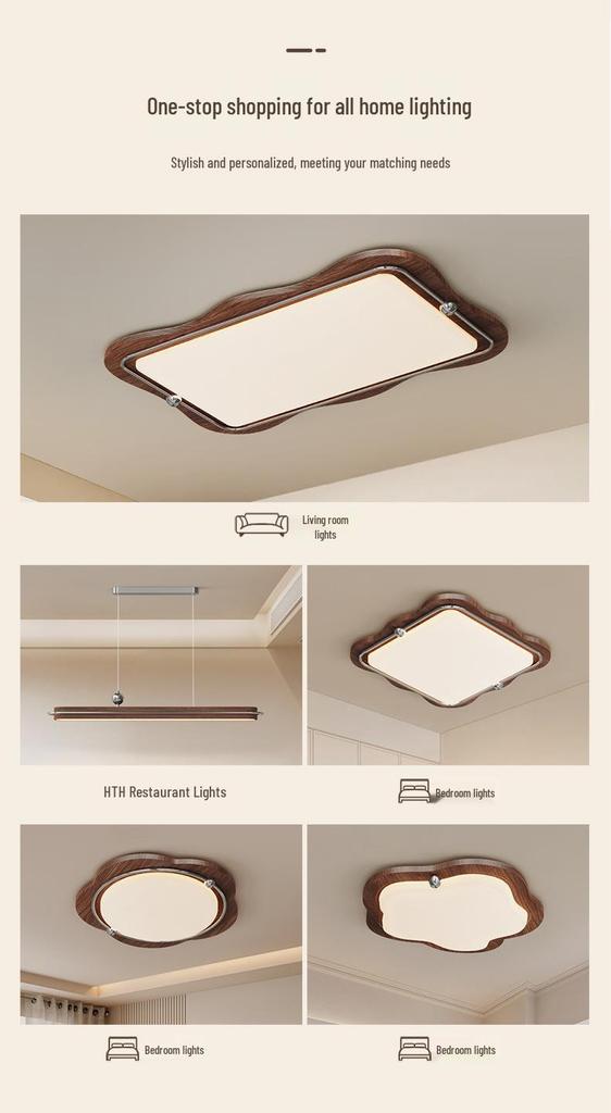 Vintage Solid Wood Eye Protection Ceiling Light for Living and Dining Rooms