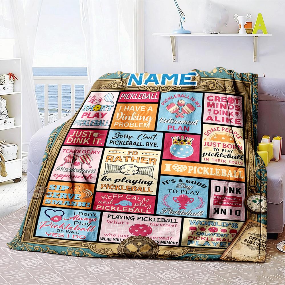 Pickleball Theme Customize Your Name Home Blanket S Comfortable Soft Lightweight Allseason Multipurpose Blanket For Picnics Couches Offices Beds