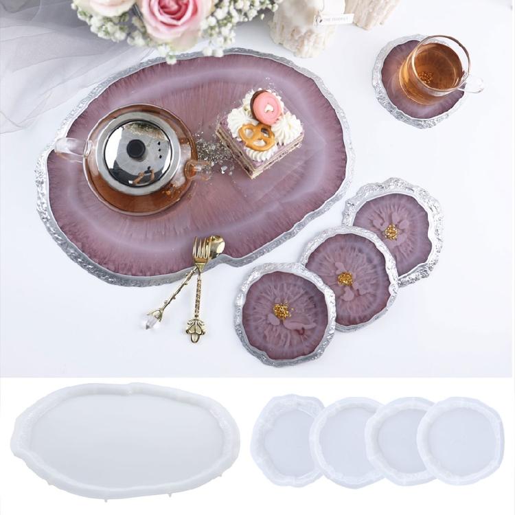 5Pcs Irregular-shaped Epoxy Silicone Molds Tray Casting Mould for DIY Casting