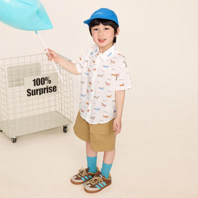LUSON Boys' Cartoon Print Short Sleeve Shirt