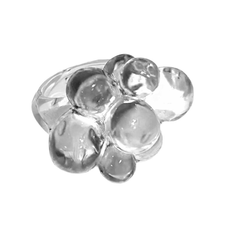 Exaggerated Acrylic Rings with Beads Dating Jewelry Acrylic Texture Perfect for Adding a Touch of Color to Any Outfit