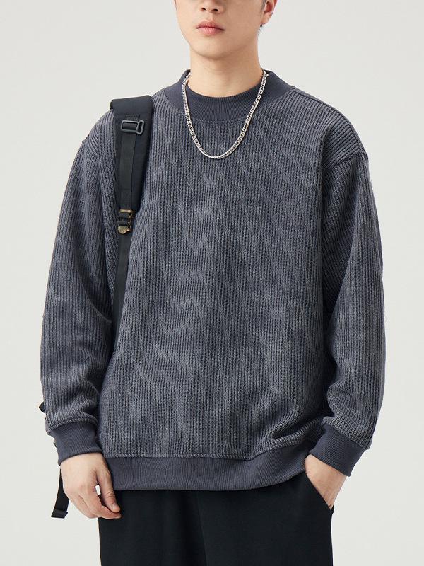 Men's Retro Heavyweight Knit Hoodie - Loose Casual Style for Autumn and Spring