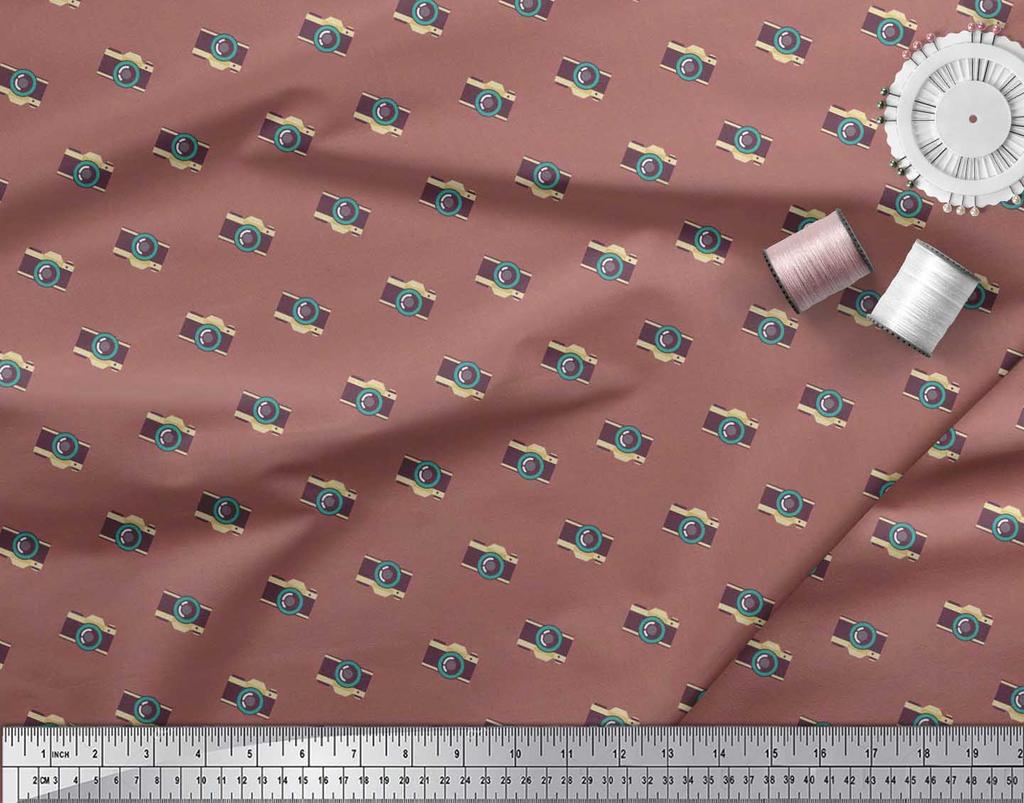 Soimoi Japan Crepe Satin Fabric Camera Shirting Fabric Prints By Metre 42 Inch