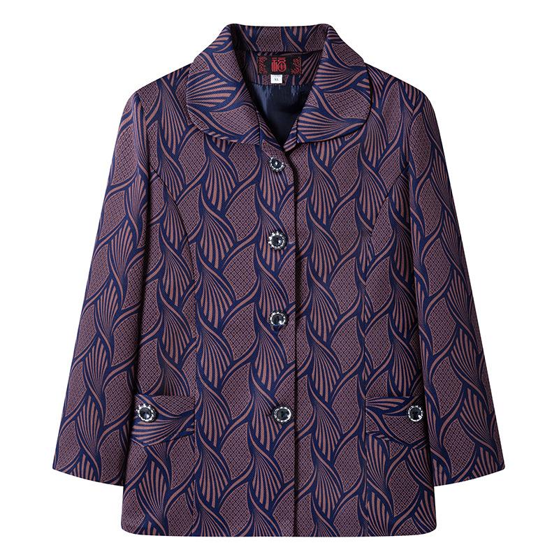 

Autumn women s coat thin gown old lady wearing lapel clothes 5XL (145-80kg recommended)