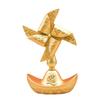 Yuanbao Pinwheel Rotating Ornament: Desktop & Car Fortune-Attracting Fan with Wind Chime Sounds