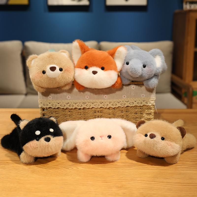 Cute Adorable Mini Animal Plush Toys Lying Rabbit Fox Elephant Capybara Panda Penguin Doll Creative Table Car Decor Pillow Gift