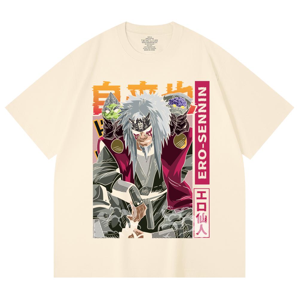 

230 Gsm 100% Cotton Naruto V9 Jiraiya Print Unisex Heavy Cotton T Shirt XS абрикосовый
