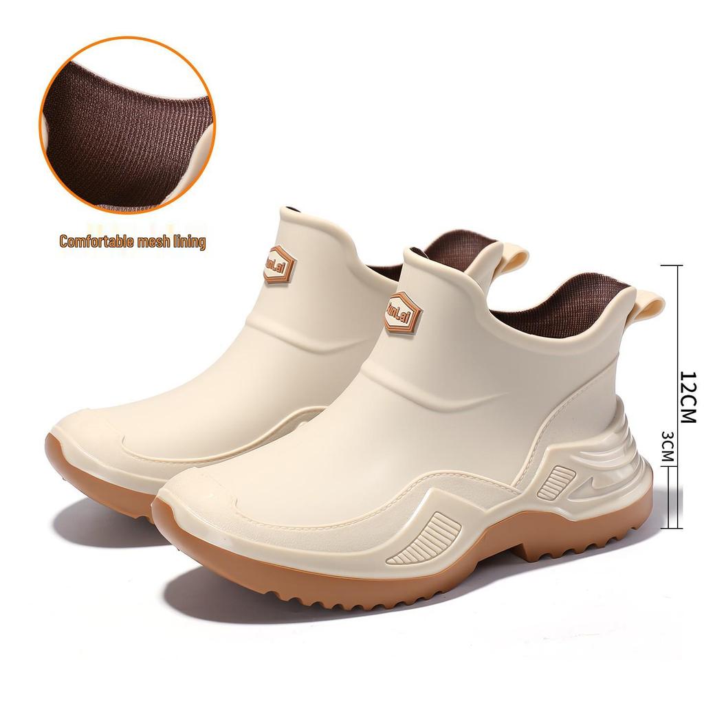 Trendy Men's Waterproof Rubber Rain Boots - Non-slip, Thickened, Sports Style  