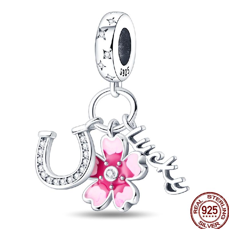 Frühlings-Charm Kupfer Vierblättriges Kleeblatt Schmetterling Libelle Anhänger Perlen Geeignet Für 3Mm Original Armband DIY