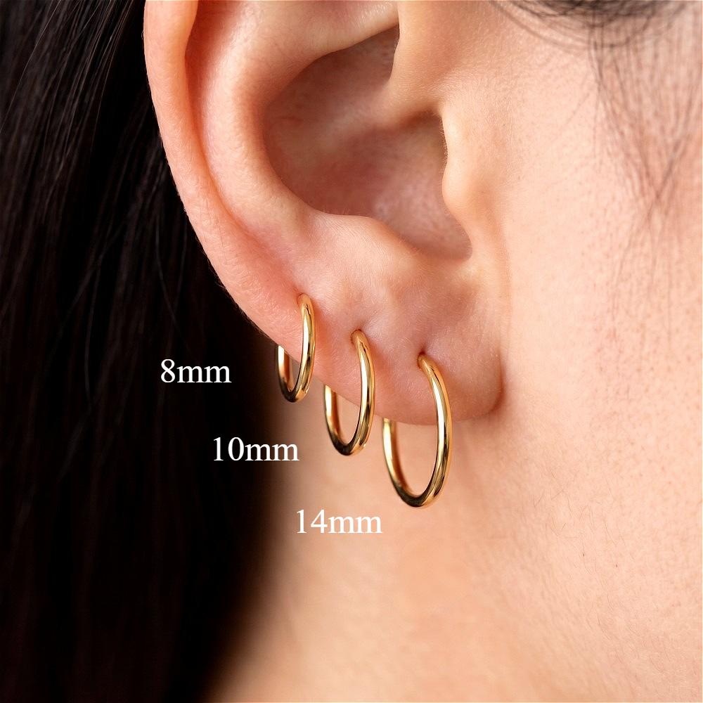 Pendientes de Aro Minimalistas Mariasz de Acero Inoxidable Finos y Delicados de 1.6 mm para Mujeres Hombres Pequeños Redondos de Oro Huggies Joyería