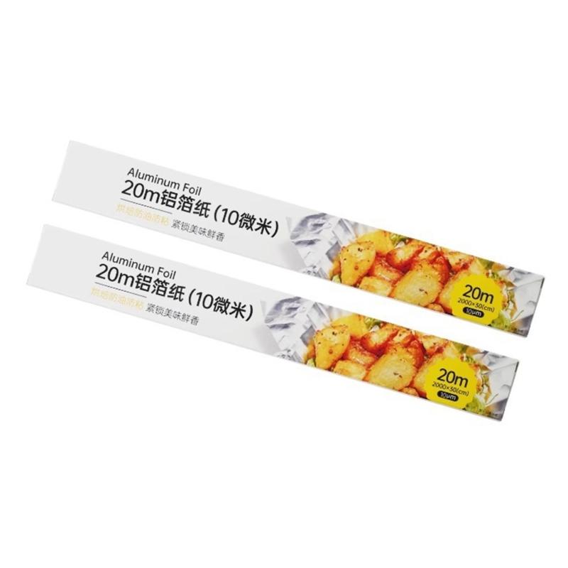 

2Pcs Convenient Aluminum Foil Sheet Practical Baking Aluminum Foil with Convenient Cutting Edges for Home Use 1