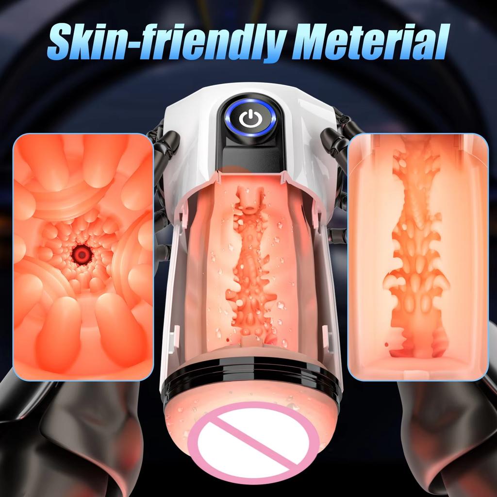 Automatic TPE Channel Vibration Vagina Hands Free Male Blowjob Sucking Masturbators Cup Penis Pump Adult Sex Toys for Men 18