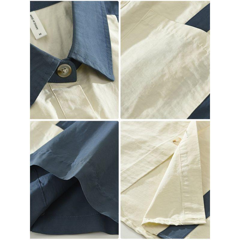 Summer 2025 New Japan Fashion Navy Style Short Sleeve Shirts Men's Hong Kong Style Fashion Brand Cargo Patchwork Casual Shirt