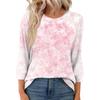 Women's Fashion Casual Round Neck 3/4 Sleeve Loose  Printed T-Shirt Ladies Top