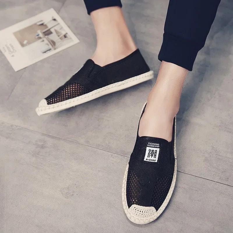 Summer Linen Breathable Casual Flats Shoes Mens Espadrilles Loafers Fashion Slip On Canvas Shoes Fisherman Driving Footwear
