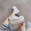 Mote Ekte Høyde Økt Superhøy Plattform Fritidssport Dame Fritidssko Kilehæl Økt Hæl Slip on Sneakers