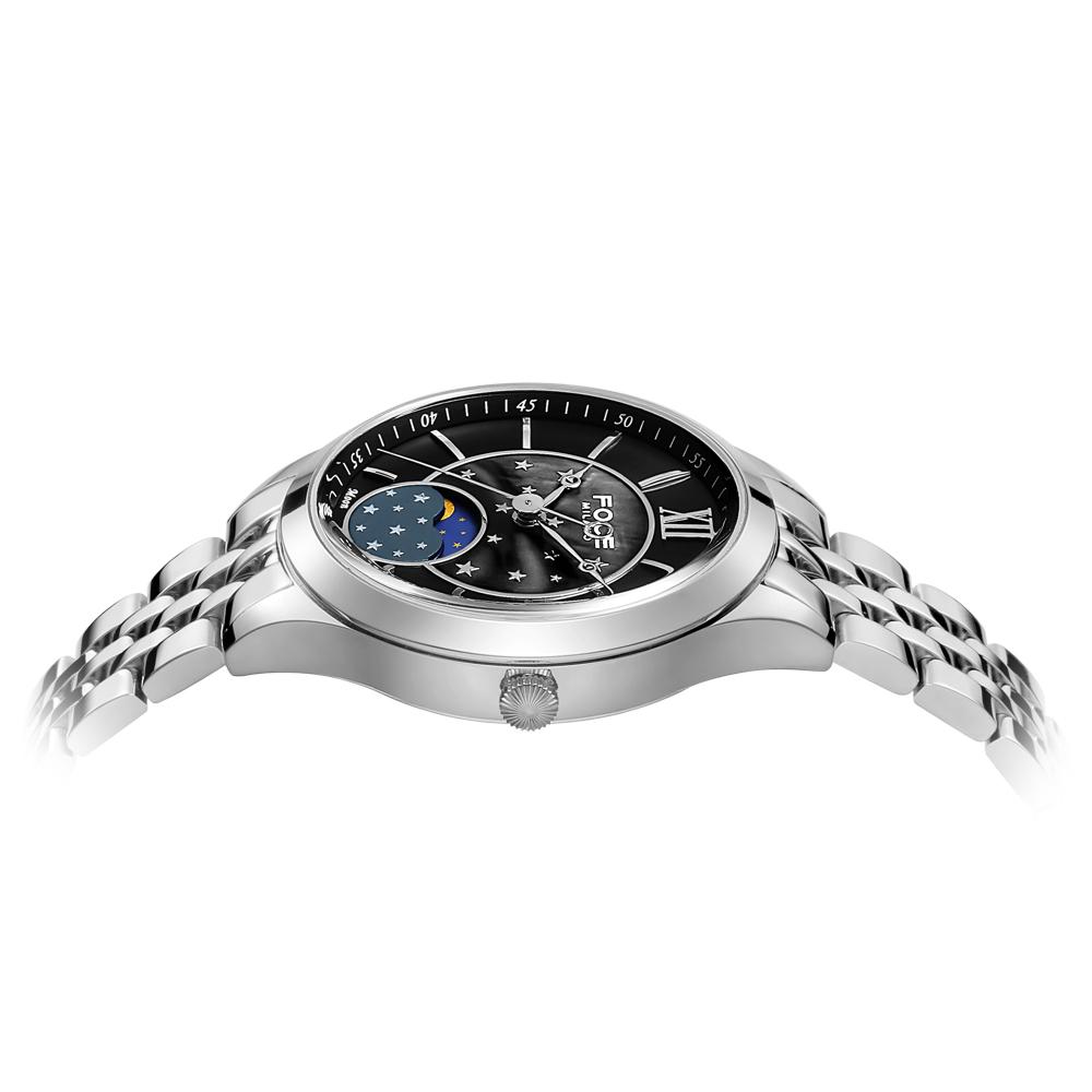 Poche 34Mm Women'S Moonphase Metal Watch Fm7603Lm-Bk