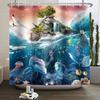 Underwater World Ocean Shower Curtain for Bathroom Seabed Animals Sea Turtle Dolphin Fish Waterproof Bathroom Curtain With Hooks
