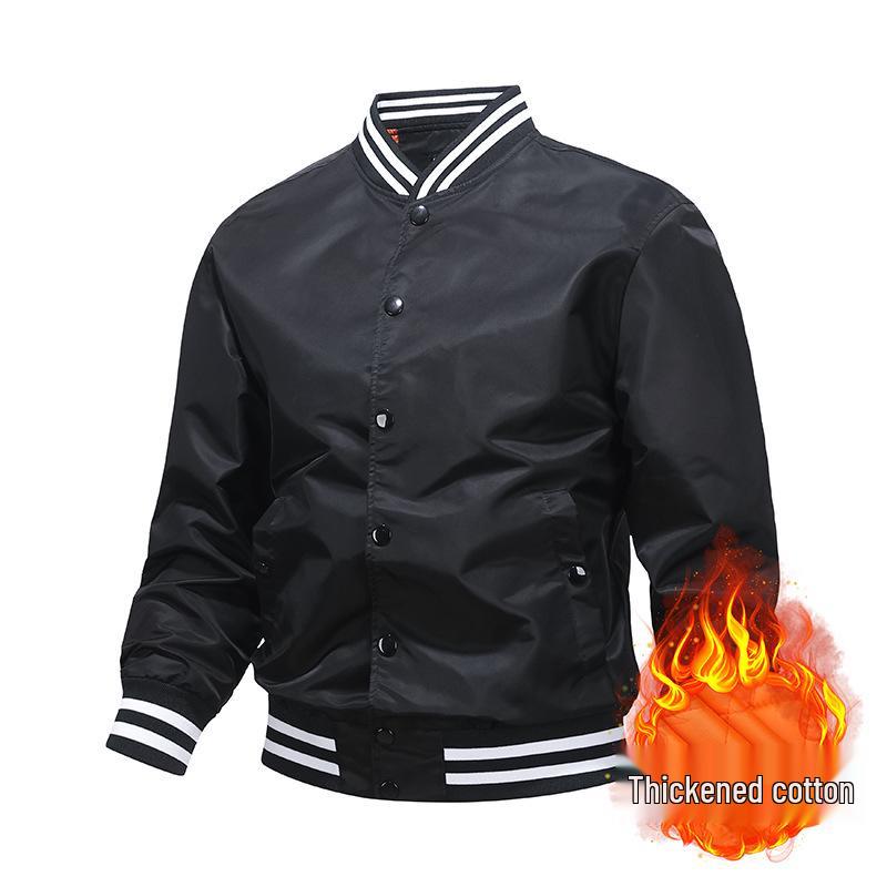 Men's Color-Blocking Baseball Pilot Jacket with Cotton Lining - Casual American-Style for Couples