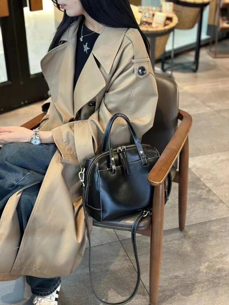 2025 Vintage geniune Leather pillow bag woman top-handle bag high quality work briefcase shoulder crossbody bag large capacity