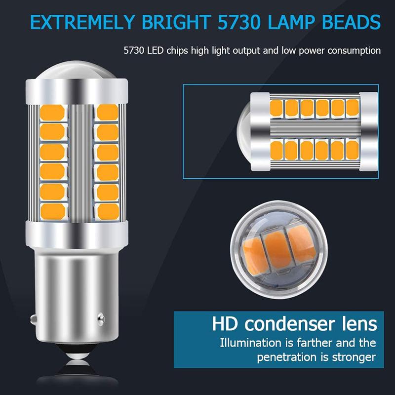2/4/8 P21W 1156 BA15S Turn Signal Light 1157 BAY15D LED Bulbs Car Reverse Parking Backup Lights 12V 33SMD 6500K White Red Yellow