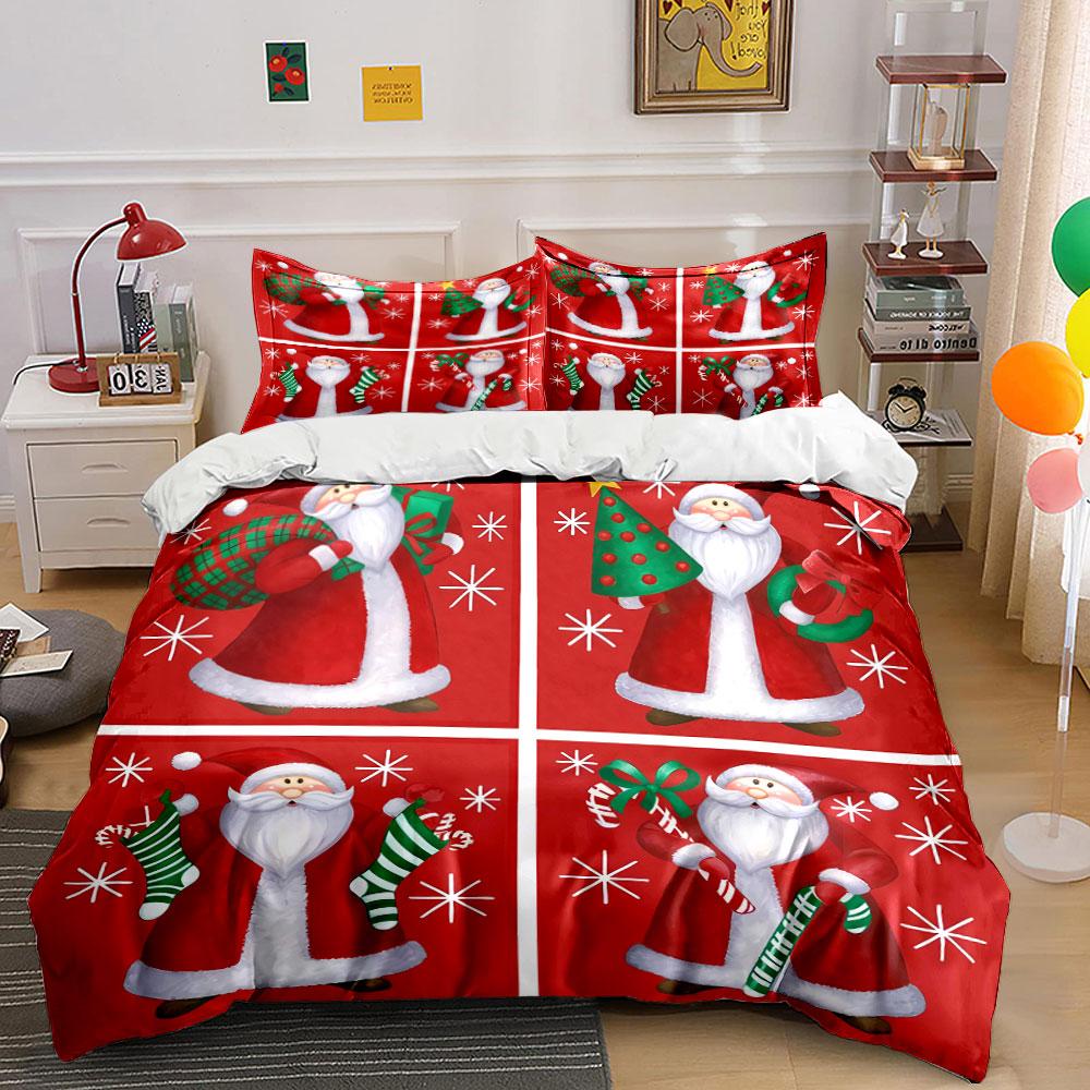 Santa Claus Christmas Set Bedding Duvet Cover Set Duvet Cover Pillowcases (1*Duvet Cover 2*Pillowcases, Without Duvet Insert)