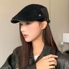 Suede Retro Progressive Hat Women's Autumn Japanese Newsboy Hat Showing Face Small Vintage Style Reverse Wearing Duck Bill Painter Hat