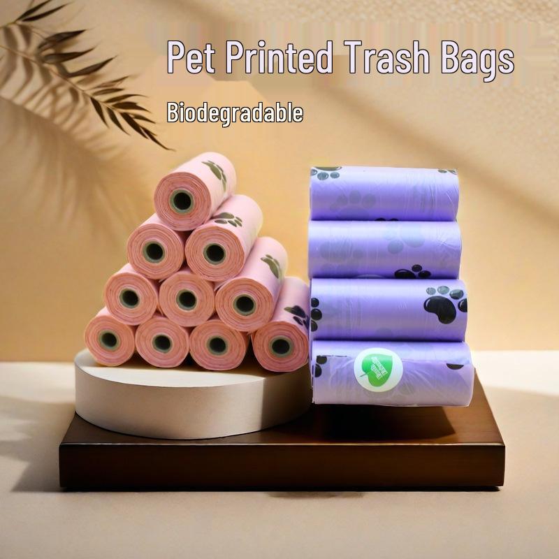 Biodegradable Paw Print Pet Waste Bags - Thick, Disposable, Eco-Friendly Dog Poop Clean-Up