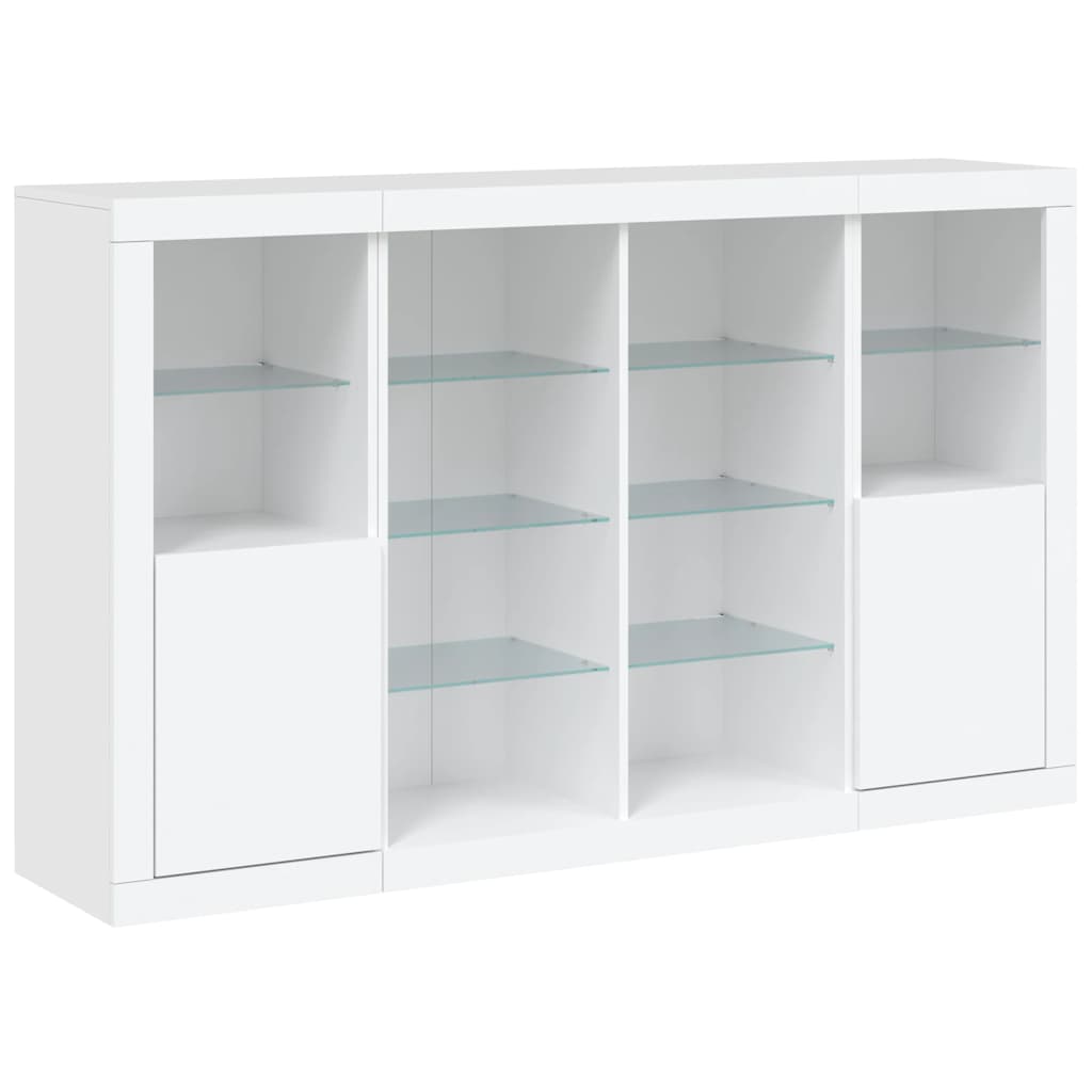 Sideboards with LED Lights 3 pcs White Wood Based Material