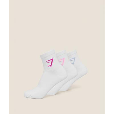 Gymshark Midi Socks 3pk White   Chilled Blue   Focus Pink   Super Set Pink I2c5e