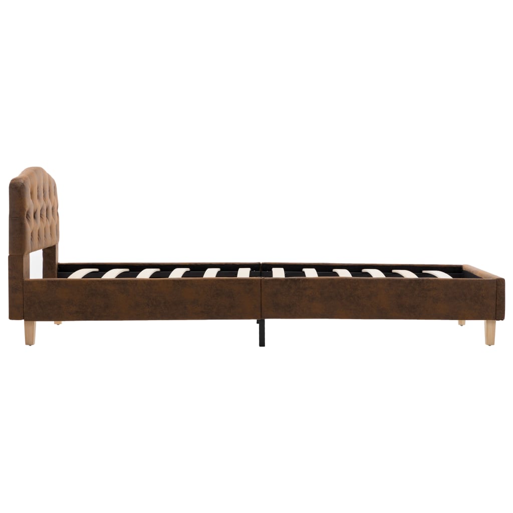 Brown Faux Suede Bed Frame 90 X 200 Cm