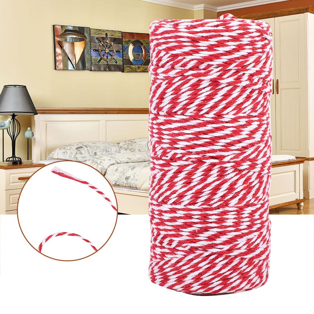 100m Handmade Double Color Cotton Thread Twine String Decoration(red White)